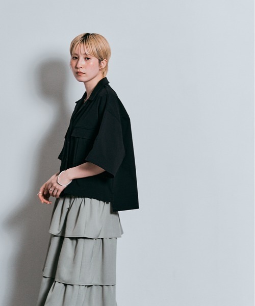 W:Huku（フーク）の「ダブル ポケット ハーフ シャツ ジャケット（シャツ/ブラウス・レディース・ホワイト系その他/ブルー系その他/ブラック/アッシュグレー・M/L）」の16枚目の写真