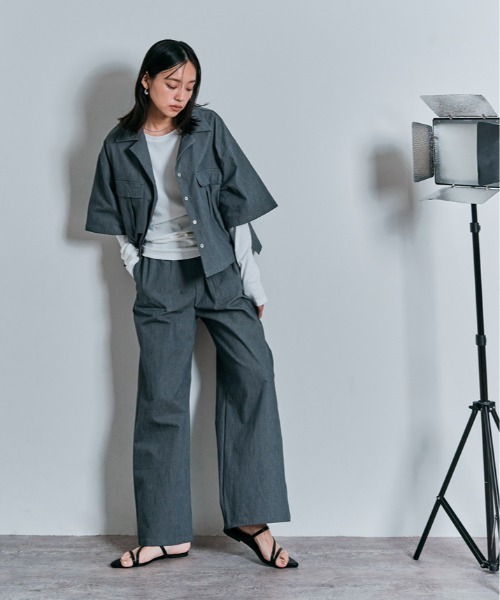 W:Huku（フーク）の「ダブル ポケット ハーフ シャツ ジャケット（シャツ/ブラウス・レディース・ホワイト系その他/ブルー系その他/ブラック/アッシュグレー・M/L）」の17枚目の写真