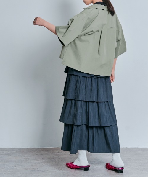 W:Huku（フーク）の「ダブル ポケット ハーフ シャツ ジャケット（シャツ/ブラウス・レディース・ホワイト系その他/ブルー系その他/ブラック/アッシュグレー・M/L）」の18枚目の写真