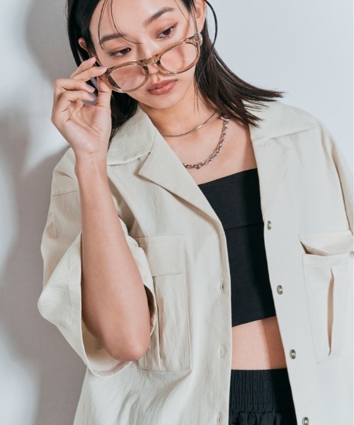 W:Huku（フーク）の「ダブル ポケット ハーフ シャツ ジャケット（シャツ/ブラウス・レディース・ホワイト系その他/ブルー系その他/ブラック/アッシュグレー・M/L）」の19枚目の写真
