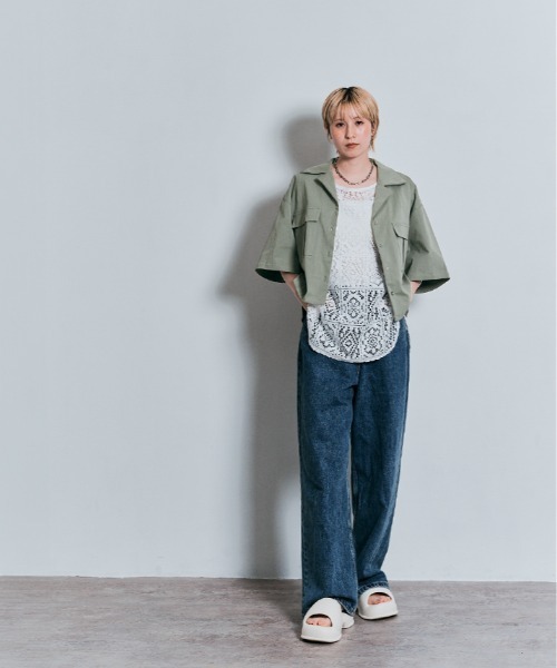 W:Huku（フーク）の「ダブル ポケット ハーフ シャツ ジャケット（シャツ/ブラウス・レディース・ホワイト系その他/ブルー系その他/ブラック/アッシュグレー・M/L）」の22枚目の写真