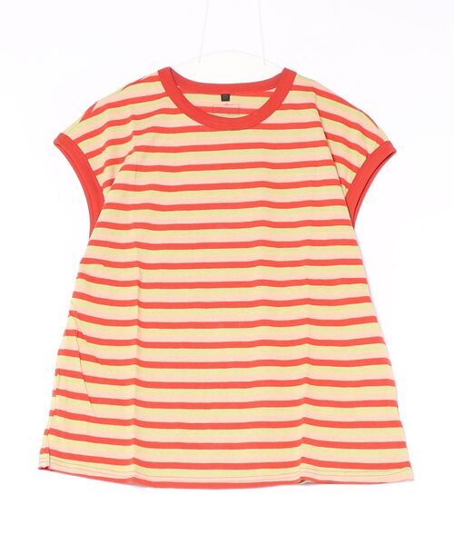 MARKEY'S（マーキーズ）の「先染めボーダーリンガーTシャツ /おとな（Tシャツ/カットソー・レディース・レッド系その他/チャコール/グリーン系その他・160cm）」の3枚目の写真