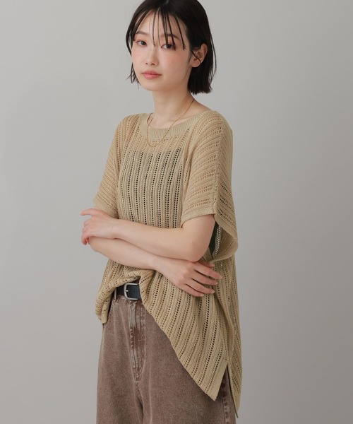 LAKOLE（ラコレ）の「＜マシンウォッシャブル＞ リネンライクアクリルノースリーブニット / 826872（ニット/セーター・レディース・レッド/ブラック/ベージュ・FREE）」の2枚目の写真