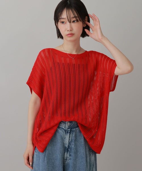 LAKOLE（ラコレ）の「＜マシンウォッシャブル＞ リネンライクアクリルノースリーブニット / 826872（ニット/セーター・レディース・レッド/ブラック/ベージュ・FREE）」の3枚目の写真