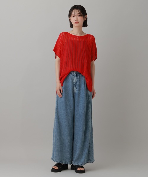 LAKOLE（ラコレ）の「＜マシンウォッシャブル＞ リネンライクアクリルノースリーブニット / 826872（ニット/セーター・レディース・レッド/ブラック/ベージュ・FREE）」の18枚目の写真