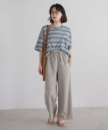 やわらかスラブウェストギャザーワイドパンツ