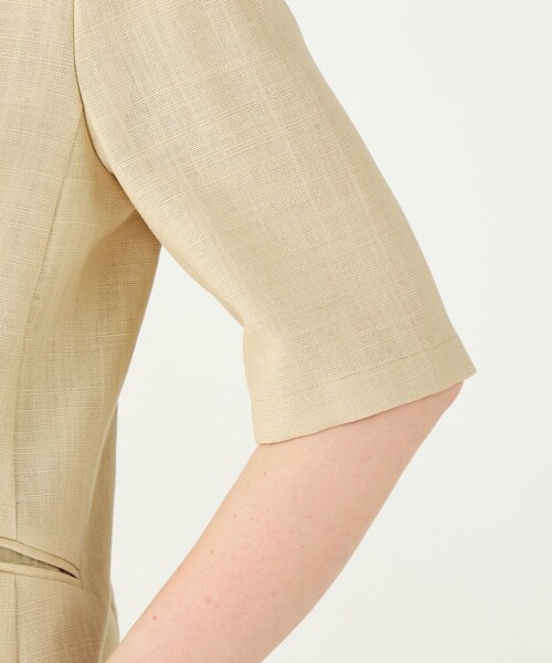 BALLSEY(ボールジィ)の「ソフトブッチャー ハーフスリーブジャケット(ノーカラージャケット・レディース・ブラック/ベージュ・36)」の11枚目の写真