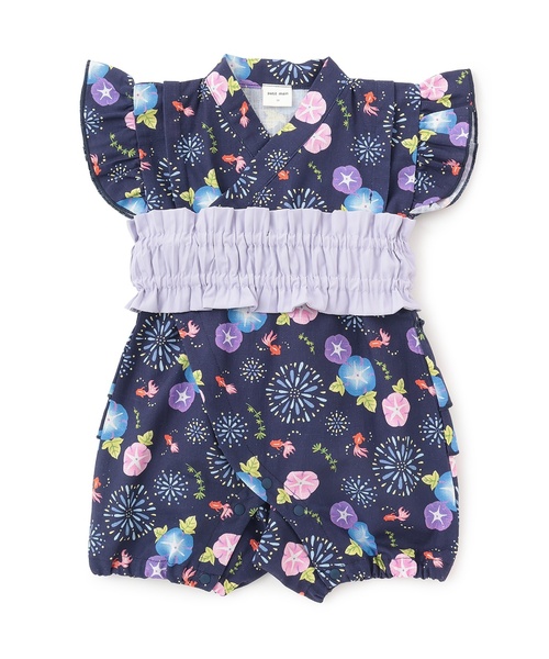 petit main(プティマイン)の「【WEB別注】 BABY GIRLS甚平(浴衣・キッズ・オフホワイト/ネイビー・80cm/70cm)」の2枚目の写真