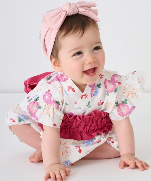 petit main(プティマイン)の「【WEB別注】 BABY GIRLS甚平(浴衣・キッズ・オフホワイト/ネイビー・80cm/70cm)」の3枚目の写真