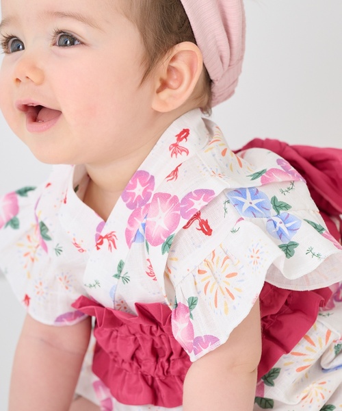 petit main(プティマイン)の「【WEB別注】 BABY GIRLS甚平(浴衣・キッズ・オフホワイト/ネイビー・80cm/70cm)」の4枚目の写真