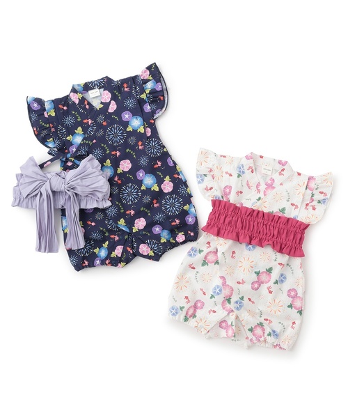 petit main(プティマイン)の「【WEB別注】 BABY GIRLS甚平(浴衣・キッズ・オフホワイト/ネイビー・80cm/70cm)」の19枚目の写真