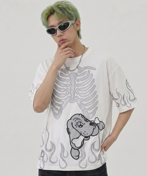 GALFY（ガルフィー）の「A'GEM/9 × .kom 『GALFY/ガルフィー』骨が見えしTシャツ（Tシャツ/カットソー・メンズ・ホワイト/ブラック・L）」の5枚目の写真