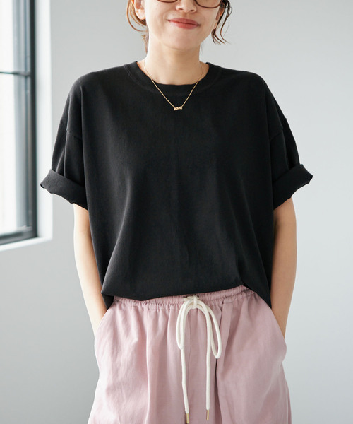 IENA(イエナ)の「ウォッシャブルファインコットンニットTシャツ(ニット/セーター・レディース・ライトグレー/ピンク/ブラック・FREE)」の1枚目の写真