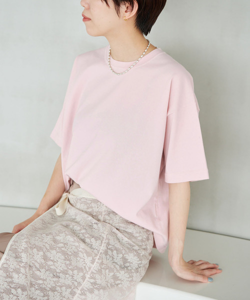 IENA(イエナ)の「ウォッシャブルファインコットンニットTシャツ(ニット/セーター・レディース・ライトグレー/ピンク/ブラック・FREE)」の16枚目の写真