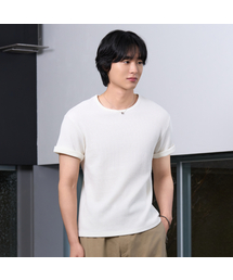 26 SS セミクロップワッフルラウンド半袖Tシャツ (3カラー)