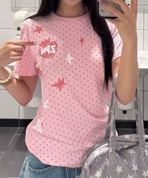 ドット柄半袖トップス
