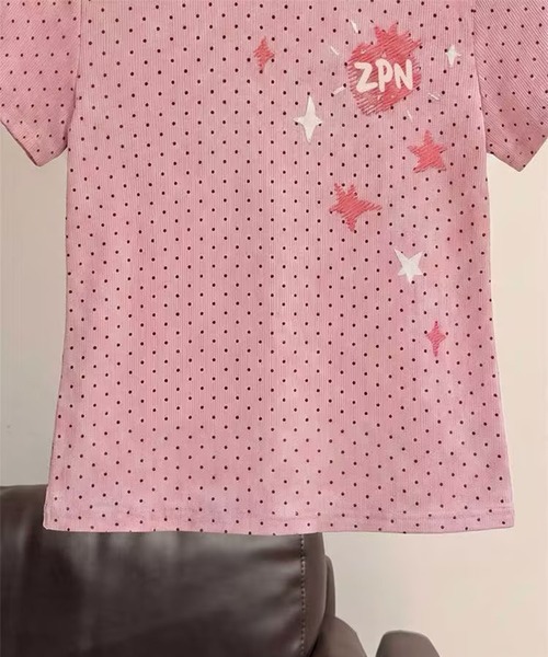 AsheKsha(アシクシャ)の「ドット柄半袖トップス(Tシャツ/カットソー・レディース・ピンク・M)」の8枚目の写真