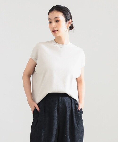 Demi-Luxe BEAMS(デミルクス ビームス)の「AK+1 / 総針 ノースリーブ フォルム プルオーバー(ニット/セーター・レディース・マスタード/ホワイト系その他6/チャコールグレー・ONE SIZE)」の7枚目の写真