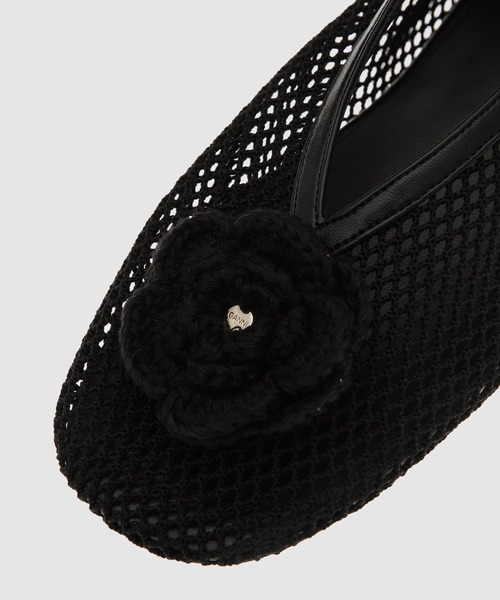 GANNI（ガニー）の「Jenny Ballerina Mesh Flower（バレエシューズ・レディース・ブラック・37/36/39/38）」の6枚目の写真