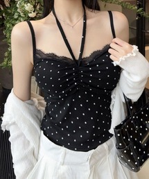 カップ付きキャミソール ドット柄 夏服