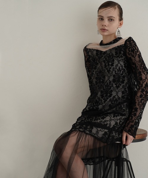 atlo(アトロ)の「ロング&長袖フォーマルクラシカル 総レーススリーブ スカラップセレモニー結婚式二次会パーティードレスお呼ばれオケージョンドレス同窓会成人式(ドレス・レディース・ベージュ/ブラック/アイボリー・M)」の8枚目の写真