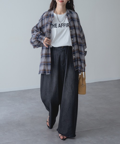 refinedworks(リファインドワークス)の「【refinedworks】袖まくりもサマになる! シアー チェック柄 バンドカラー ブラウス(シャツ/ブラウス・レディース・グレー/イエロー/ネイビー・FREE)」の21枚目の写真