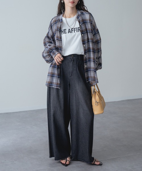 refinedworks(リファインドワークス)の「【refinedworks】袖まくりもサマになる! シアー チェック柄 バンドカラー ブラウス(シャツ/ブラウス・レディース・グレー/イエロー/ネイビー・FREE)」の22枚目の写真