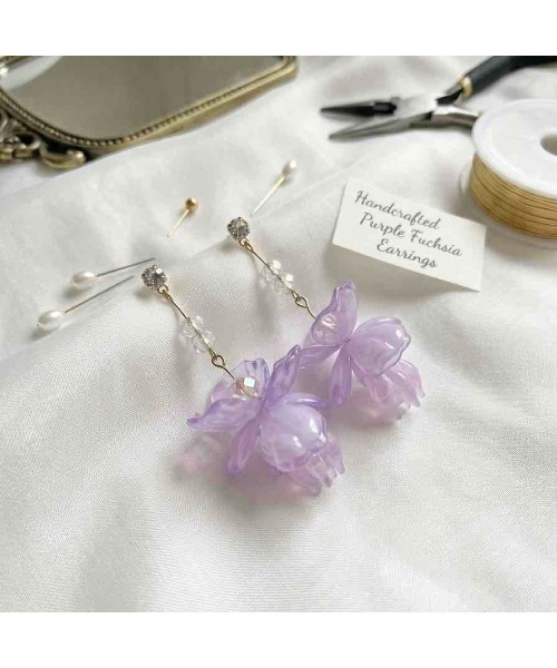 tone（トーン）の「【88eighty-eight】BIGすずらんパープルゆらゆらピアス【import】(MA)（ピアス（両耳用）・レディース・パープル・FREE）」の4枚目の写真