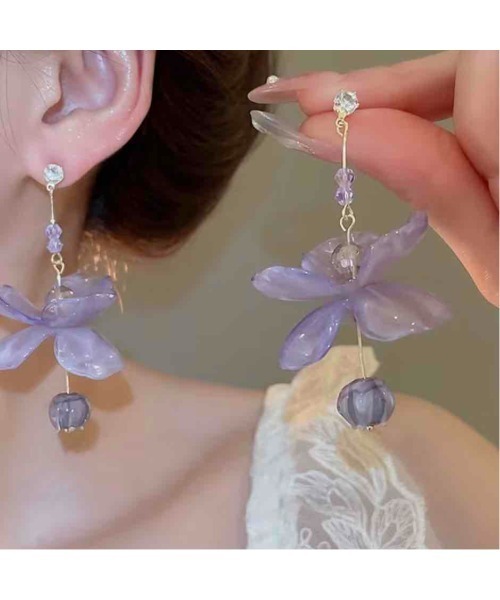 tone（トーン）の「【88eighty-eight】BIGすずらんパープルゆらゆらピアス【import】(MA)（ピアス（両耳用）・レディース・パープル・FREE）」の5枚目の写真