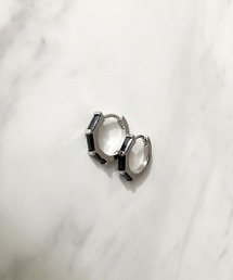 バゲットカットビジューフープピアス