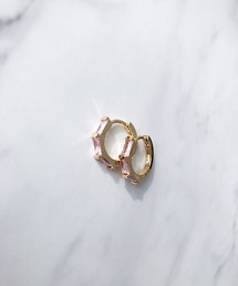 バゲットカットビジューフープピアス