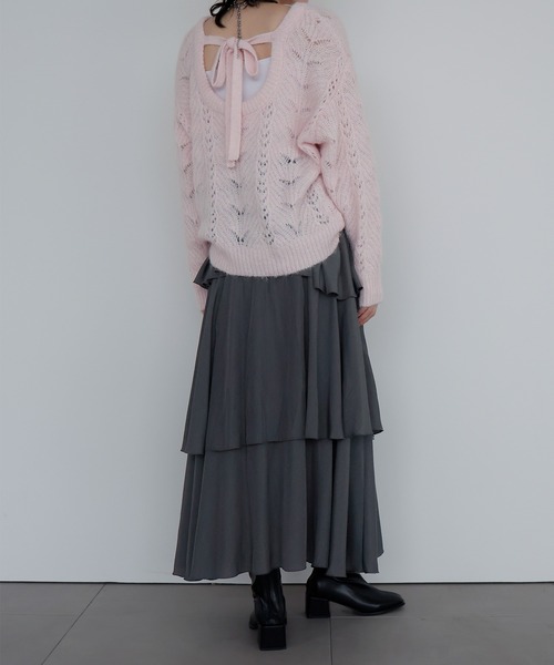 AMUU. PRECIEUSE(アムープレシューズ)の「ティアードフリルヘムスカート(スカート・レディース・オフホワイト/チャコールグレー/ブラック・FREE)」の13枚目の写真