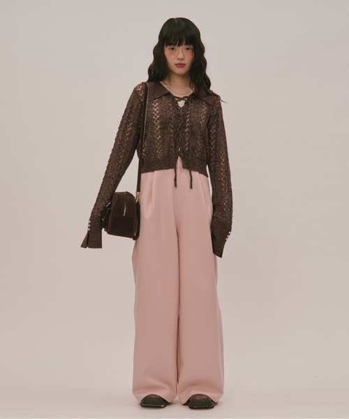 loin nuit(ロワンニュイ)の「waist hook slacks / ウエストホックスラックス(スラックス・レディース・ブラウン/ピンク/チャコールグレー・FREE/SMALL)」の4枚目の写真