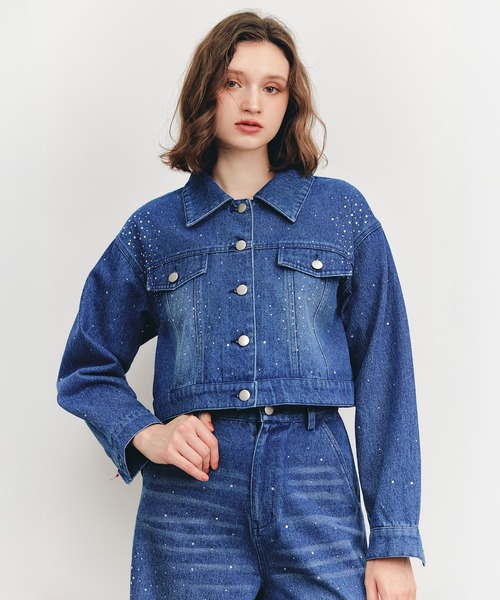REDYAZEL(レディアゼル)の「【Sparkle Denim Series】スパークルデニムジャケット(デニムジャケット・レディース・ライトグレー/ネイビー・FREE)」の9枚目の写真