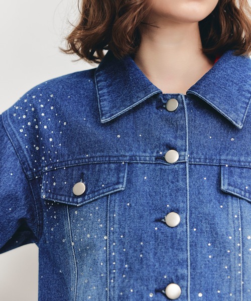REDYAZEL(レディアゼル)の「【Sparkle Denim Series】スパークルデニムジャケット(デニムジャケット・レディース・ライトグレー/ネイビー・FREE)」の14枚目の写真
