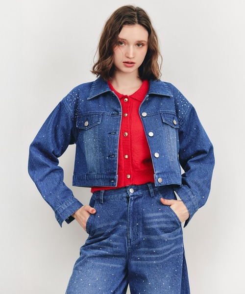 REDYAZEL(レディアゼル)の「【Sparkle Denim Series】スパークルデニムジャケット(デニムジャケット・レディース・ライトグレー/ネイビー・FREE)」の6枚目の写真