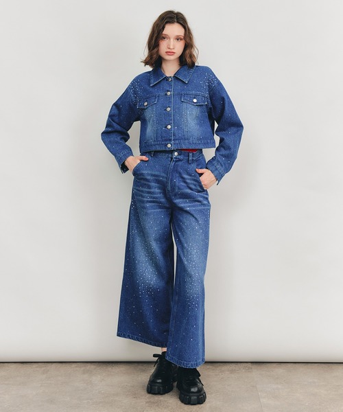 REDYAZEL(レディアゼル)の「【Sparkle Denim Series】スパークルデニムジャケット(デニムジャケット・レディース・ライトグレー/ネイビー・FREE)」の8枚目の写真