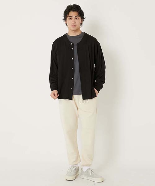 HOLLYWOOD RANCH MARKET（ハリウッドランチマーケット）の「SUPER140'wool × クールマックスベースボールシャツ（Tシャツ/カットソー・メンズ・チャコールグレー/ブラック・M/S/XL/L）」の4枚目の写真