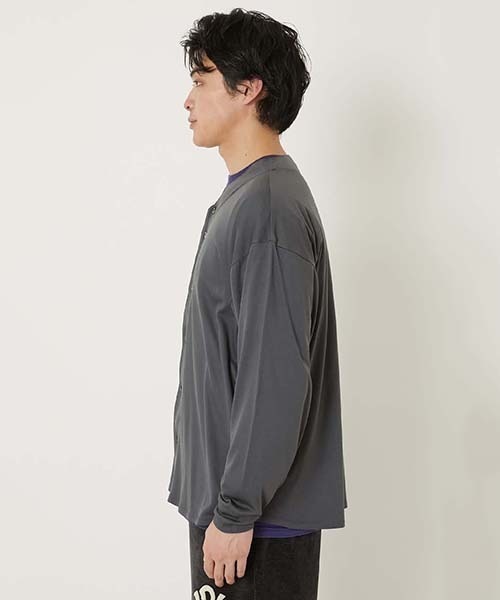 HOLLYWOOD RANCH MARKET（ハリウッドランチマーケット）の「SUPER140'wool × クールマックスベースボールシャツ（Tシャツ/カットソー・メンズ・チャコールグレー/ブラック・M/S/XL/L）」の6枚目の写真
