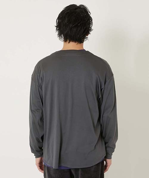 HOLLYWOOD RANCH MARKET（ハリウッドランチマーケット）の「SUPER140'wool × クールマックスベースボールシャツ（Tシャツ/カットソー・メンズ・チャコールグレー/ブラック・M/S/XL/L）」の7枚目の写真