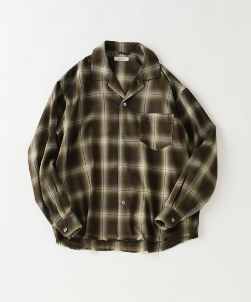 JOURNAL STANDARD relume(ジャーナルスタンダード レリューム)の「レーヨン アンカット フリンジ オンブレ チェックシャツ(シャツ/ブラウス・メンズ・アイボリー/ブラック/グリーン・MEDIUM/LARGE)」の19枚目の写真