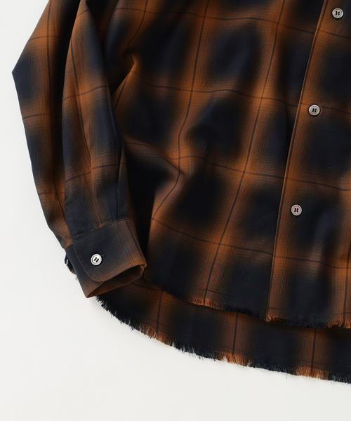 JOURNAL STANDARD relume(ジャーナルスタンダード レリューム)の「レーヨン アンカット フリンジ オンブレ チェックシャツ(シャツ/ブラウス・メンズ・アイボリー/ブラック/グリーン・MEDIUM/LARGE)」の20枚目の写真