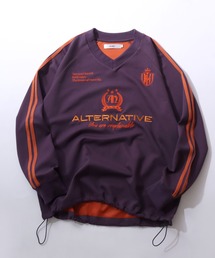 SITRY Double Face Color Scheme Game Shirt/別注 ダブルフェイス 配色 ポンチ オーバーサイズ ドローコード ブロークコア ゲームシャツ ユニフォーム 長袖Tシャツ ロンT レディース メンズ