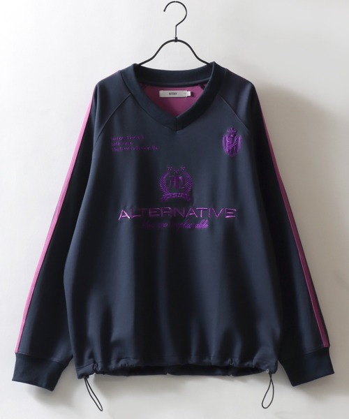 SITRY(シトリー)の「SITRY Double Face Color Scheme Game Shirt/別注 ダブルフェイス 配色 ポンチ オーバーサイズ ドローコード ブロークコア ゲームシャツ ユニフォーム 長袖Tシャツ ロンT レディース メンズ(Tシャツ/カットソー・メンズ・グレー/チャコール/ブラック/ネイビー/パープル・L/M)」の12枚目の写真