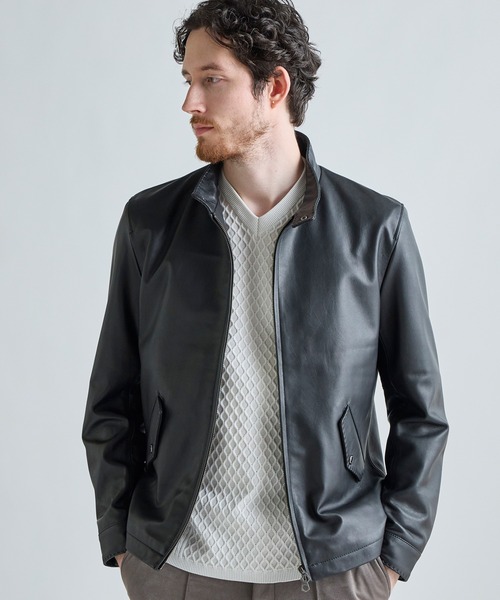 MEN'S BIGI(メンズビギ)の「ミリタリーディテール シープレザーブルゾン(ライダースジャケット・メンズ・ブラック/カーキ・01/02/03)」の2枚目の写真