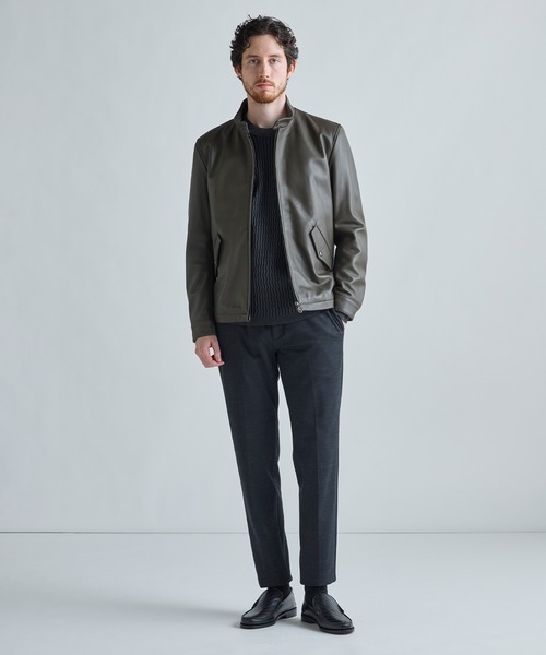 MEN'S BIGI(メンズビギ)の「ミリタリーディテール シープレザーブルゾン(ライダースジャケット・メンズ・ブラック/カーキ・01/02/03)」の6枚目の写真