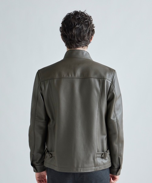 MEN'S BIGI(メンズビギ)の「ミリタリーディテール シープレザーブルゾン(ライダースジャケット・メンズ・ブラック/カーキ・01/02/03)」の4枚目の写真