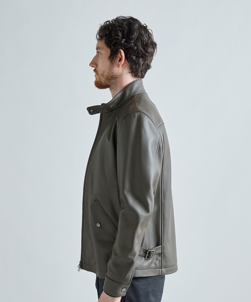 MEN'S BIGI(メンズビギ)の「ミリタリーディテール シープレザーブルゾン(ライダースジャケット・メンズ・ブラック/カーキ・01/02/03)」の3枚目の写真