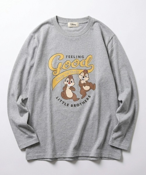 Disney（ディズニー）の「2026AW Disney/ディズニー ミッキー/ミニー/リロアンドスティッチ/チップとデール フロント バックプリント長袖Tシャツ ロンT（Tシャツ/カットソー・レディース・ミント/グレー/アッシュグレー・M/L）」の3枚目の写真
