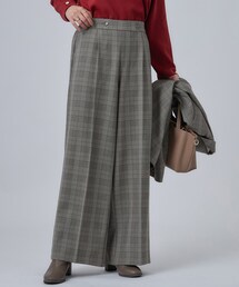【洗濯後しわになりにくい/着丈が選べる/セットアップ可】ウールフィール センタープレスワイドパンツ